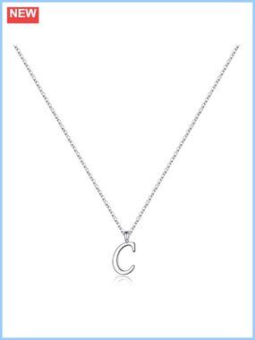 S925 Sterling Silver Initial Necklace White Gold Plated Women Gift